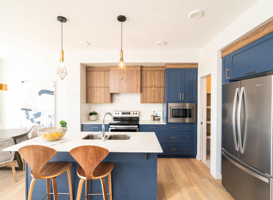 blue kitchen wood