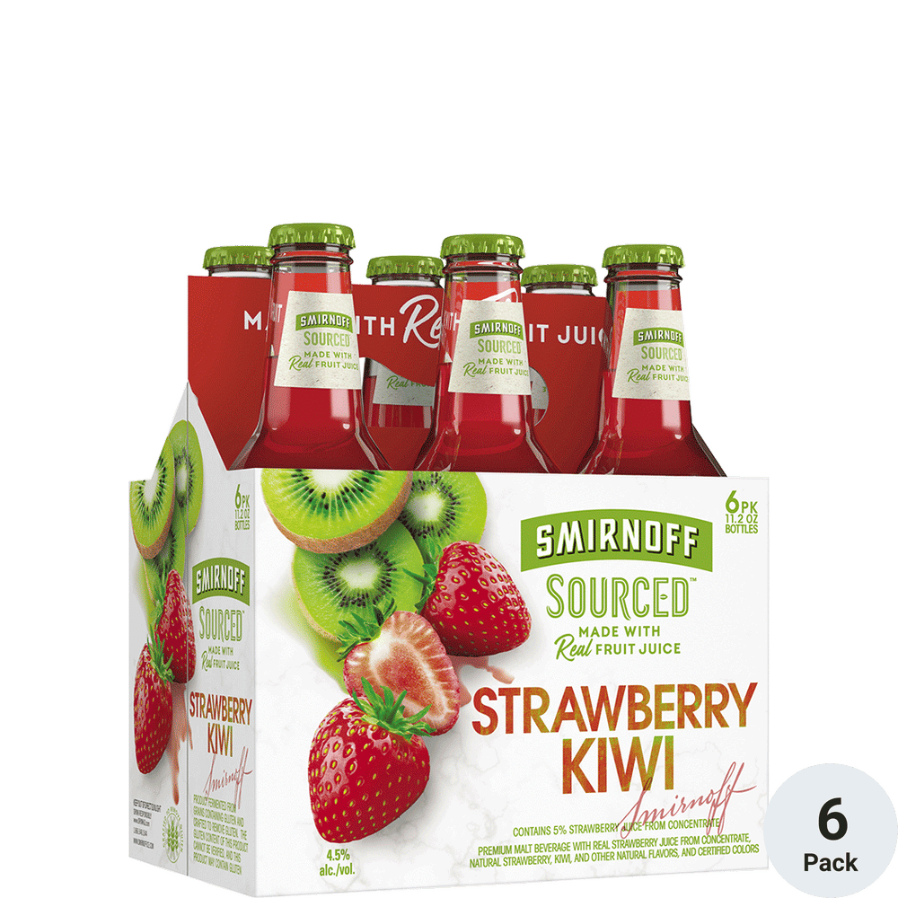 Smirnoff Sourced Strawberry Kiwi: A Gluten-Free Malt Beverage with Real Fruit Juice and 8% ABV