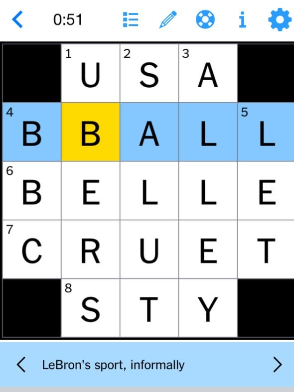NYT Mini Crossword Answer: Word Meaning Beverage That Scores 20 Points