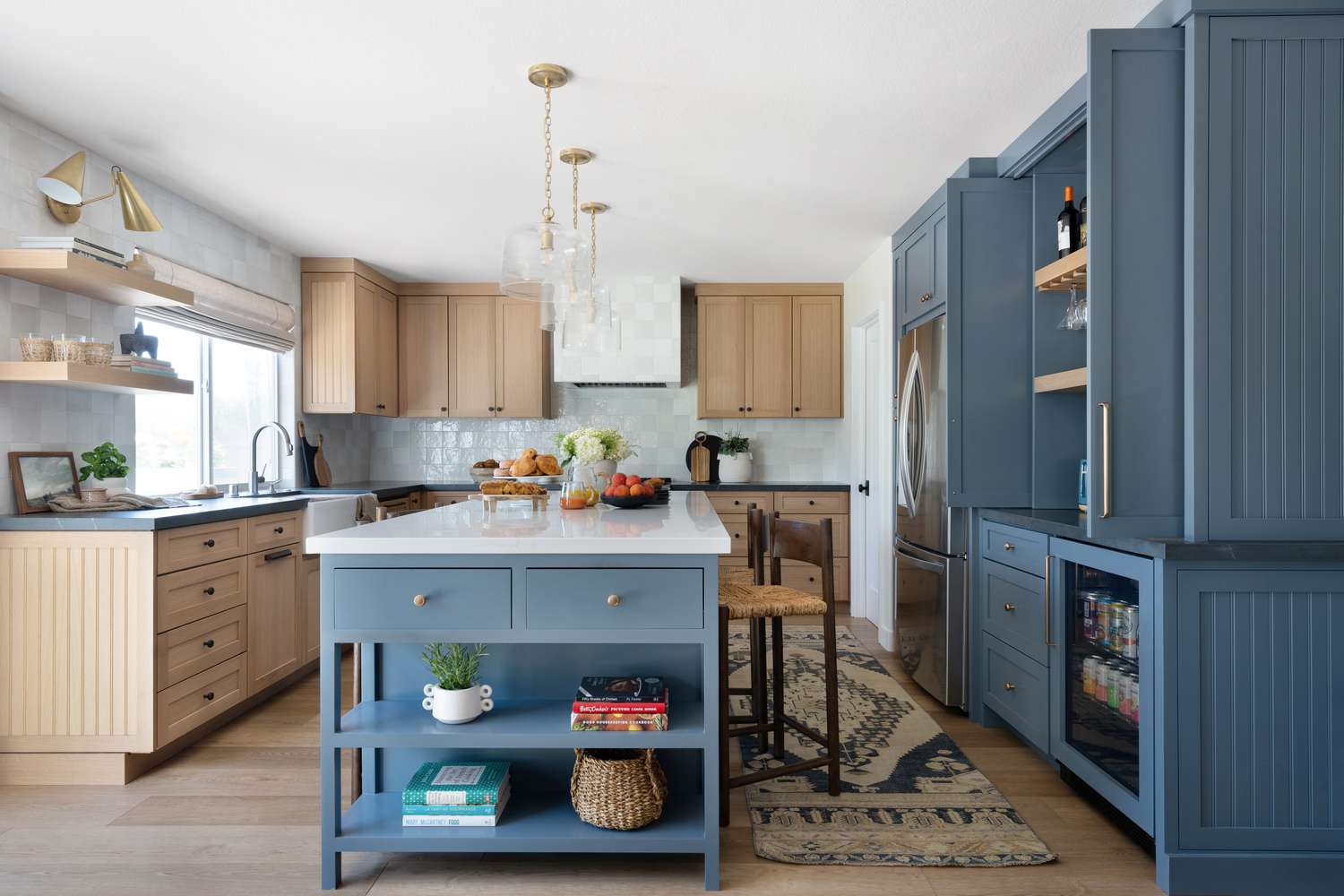 blue kitchen wood
