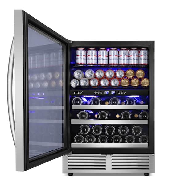Stainless Steel Wine and Beverage Cooler Refrigerator: Perfect for Storing Bottles & Cans