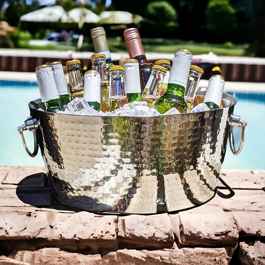 Premium Hammered Steel Beverage Tub – Ideal Wine Chiller for Events & Bars