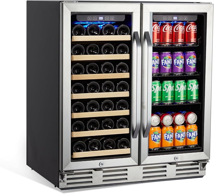 Stainless Steel Wine and Beverage Cooler Refrigerator: Perfect for Storing Bottles & Cans