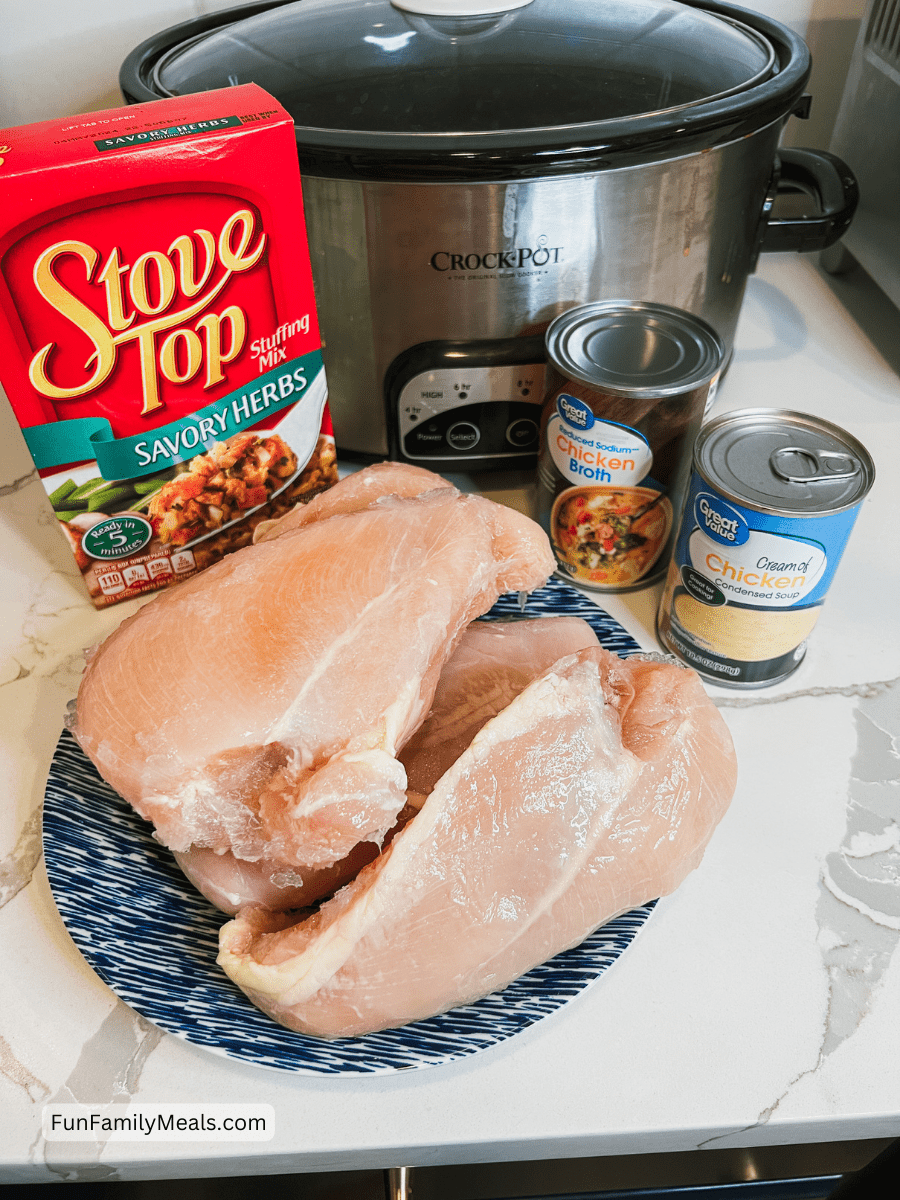 Easy 4-Ingredient Crockpot Chicken Stuffing