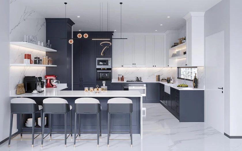Transform Your Kitchen with Dark Blue Cabinets: Elegant & Timeless Designs