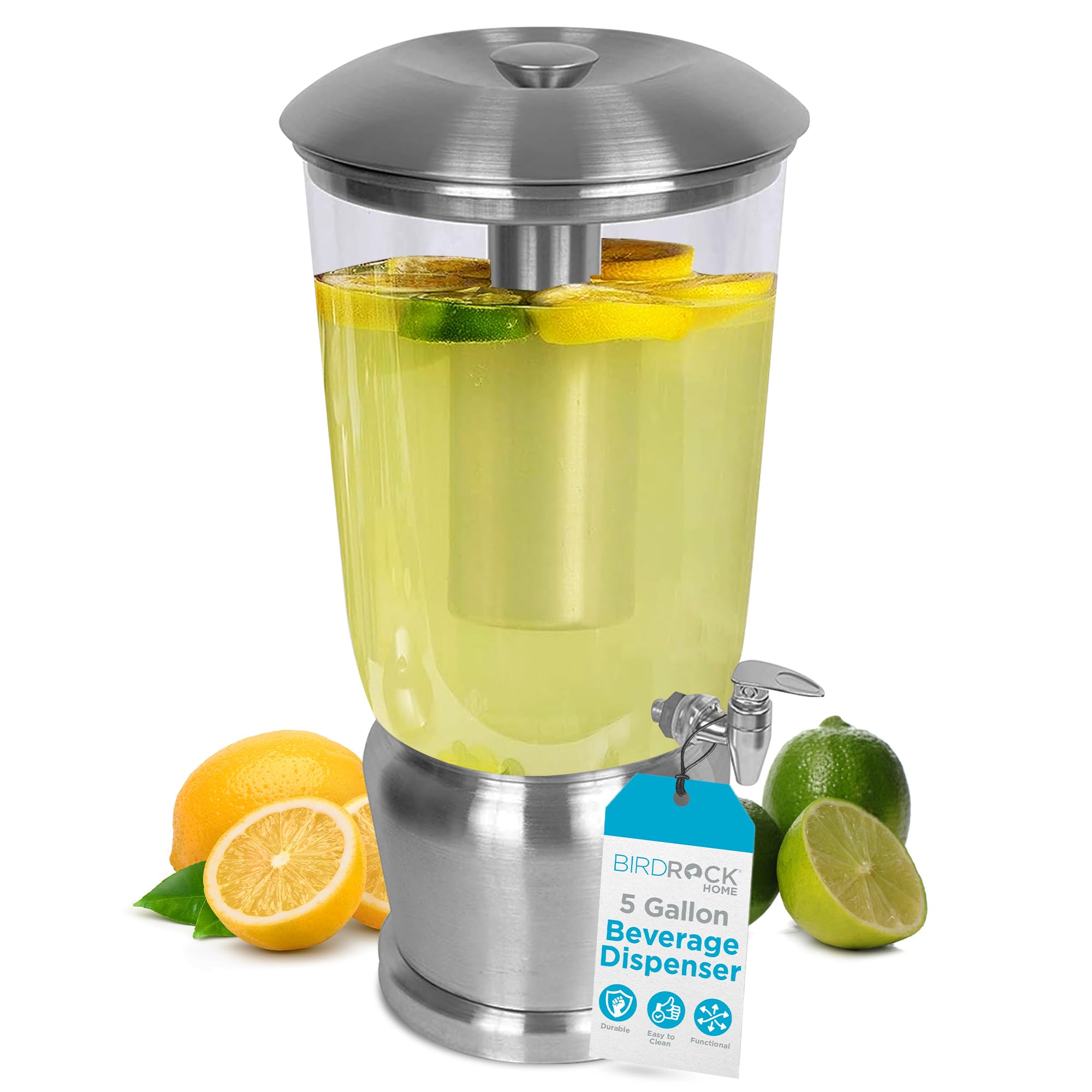 Durable 5 Gallon Beverage Dispenser with Spigot and Stand for Easy Serving