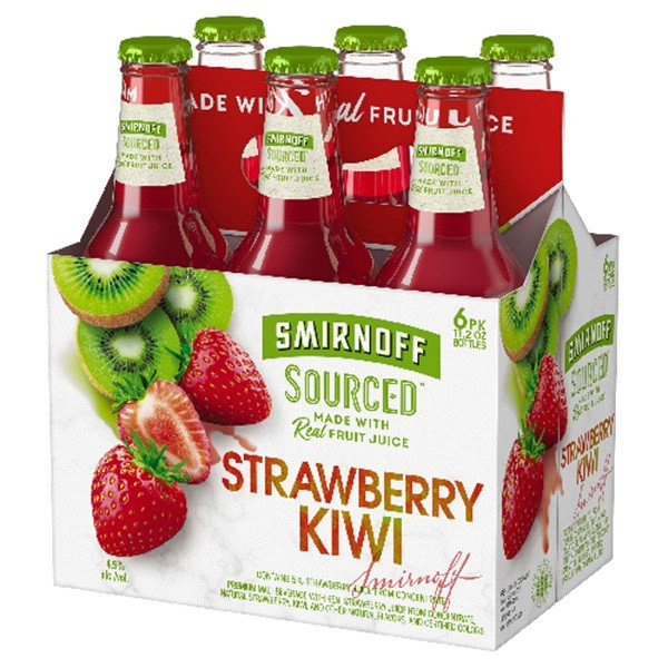 Smirnoff Sourced Strawberry Kiwi: A Gluten-Free Malt Beverage with Real Fruit Juice and 8% ABV