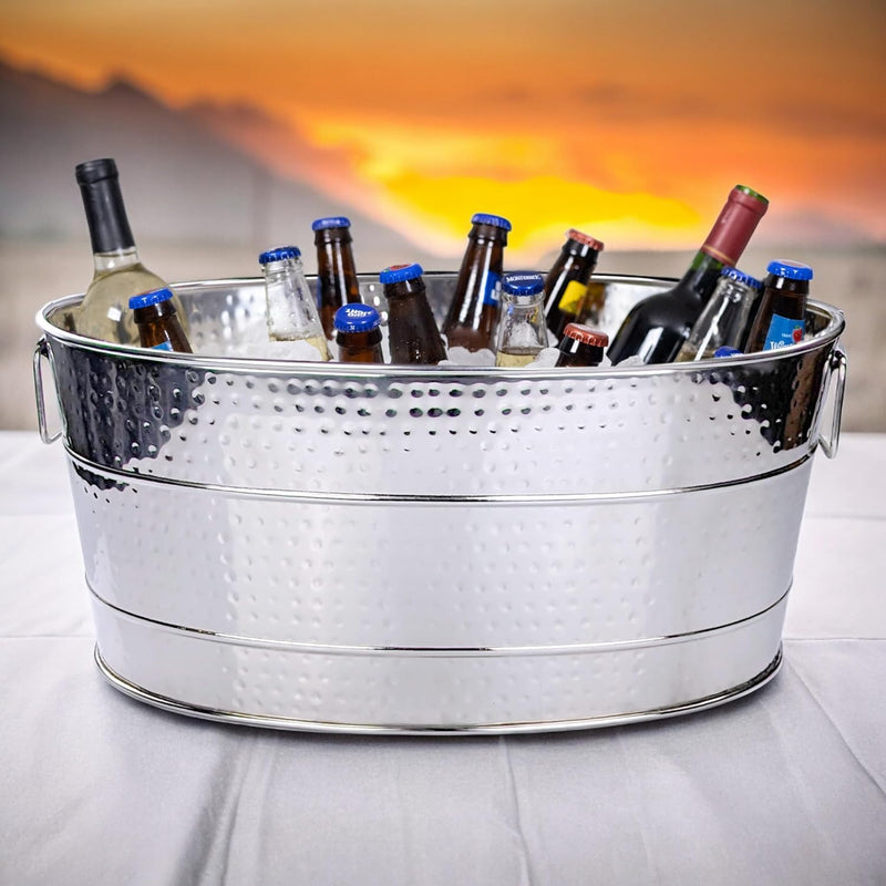 Premium Hammered Steel Beverage Tub – Ideal Wine Chiller for Events & Bars