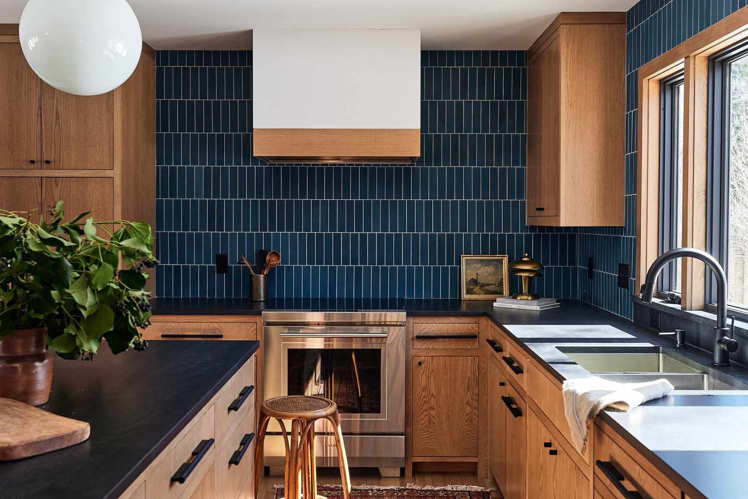 blue kitchen wood