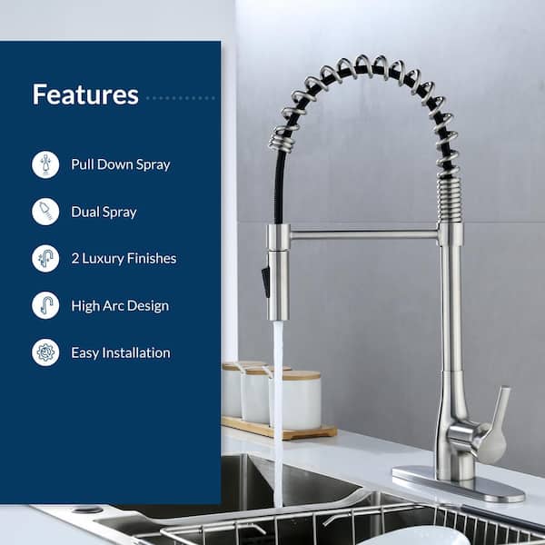 Affordable Spring Kitchen Faucets with Pull Down Sprayer for Easy Cleaning