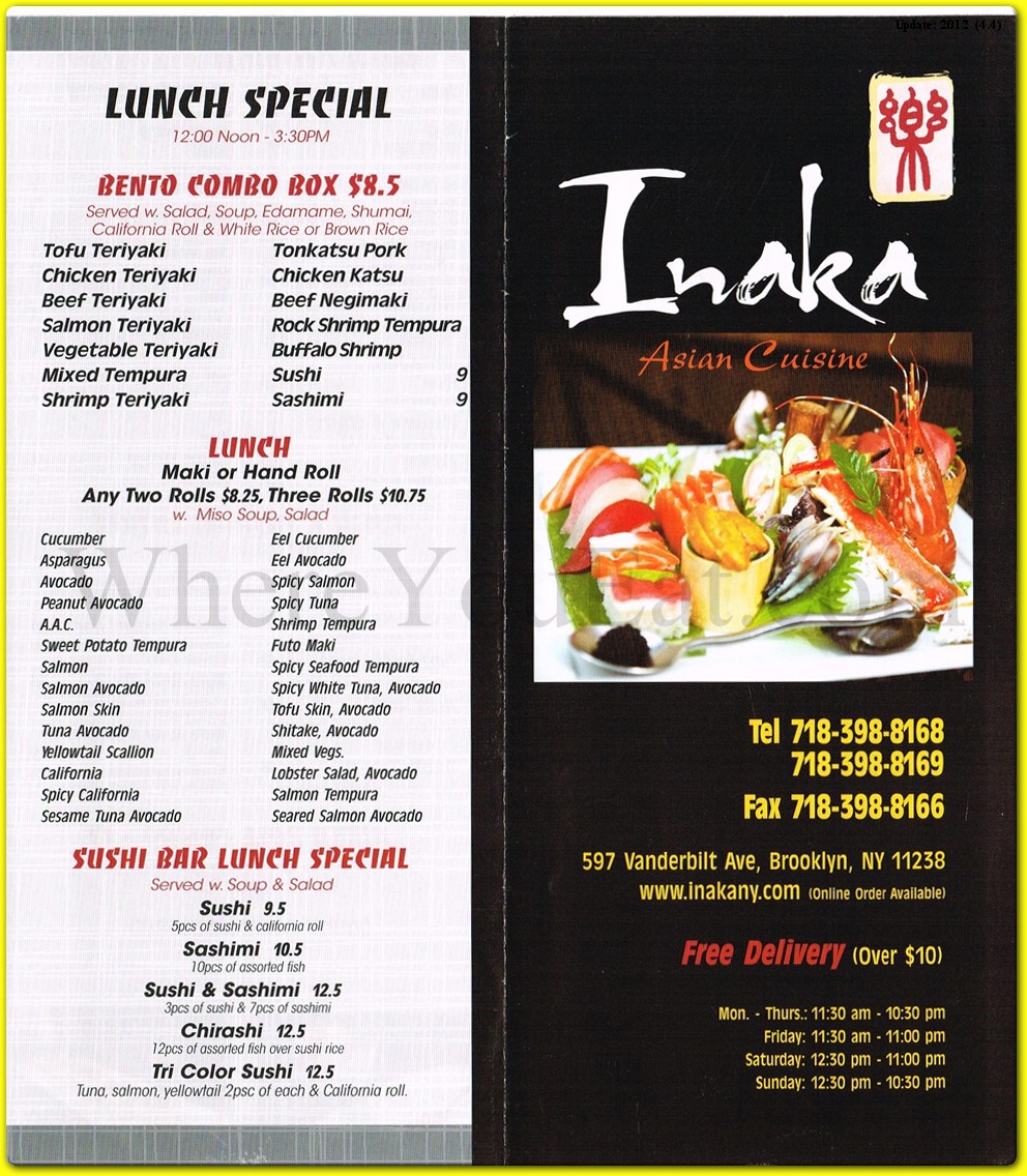 Explore the Menu of Inaka Asian Cuisine Brooklyn NY, Visit Us
