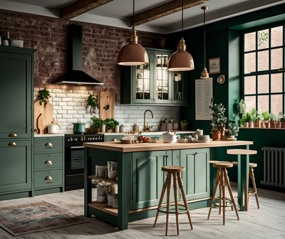 Dark Green Lower Kitchen Cabinets: The Trendy Kitchen Color Choice