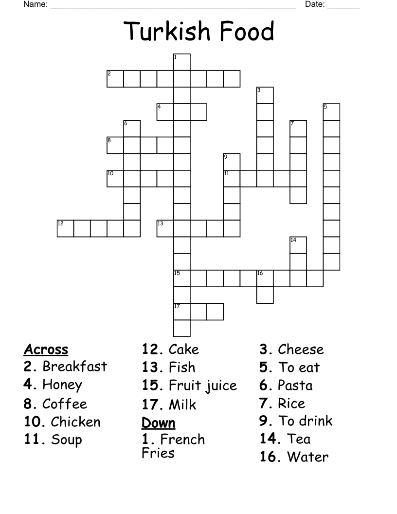 Turkish Cuisine Entree Crossword: Fun Puzzle for Food Lovers!