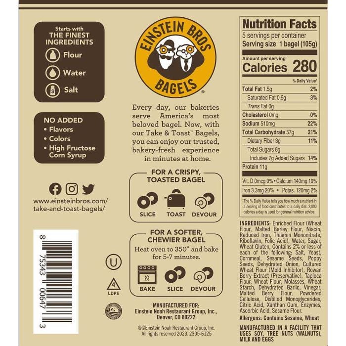 Full Einstein Bagels Ingredients List, Know Before You Eat.