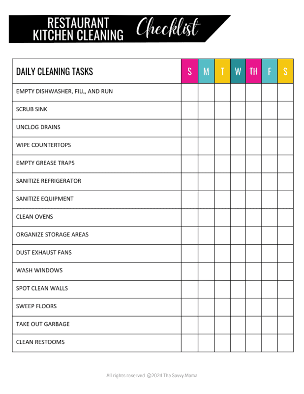 Free Kitchen Cleaning Schedule Template - Make Cleaning Easier