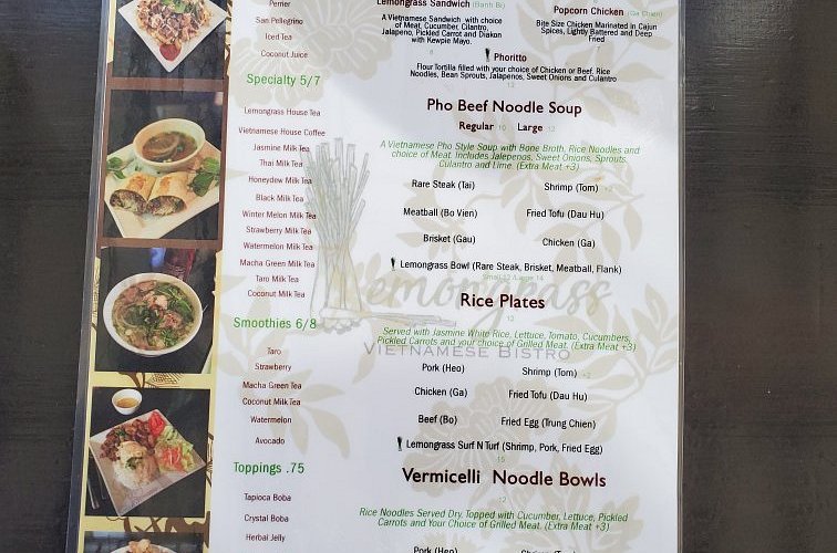 Whats on the Menu at Lemongrass Vietnamese Cuisine restaurants?