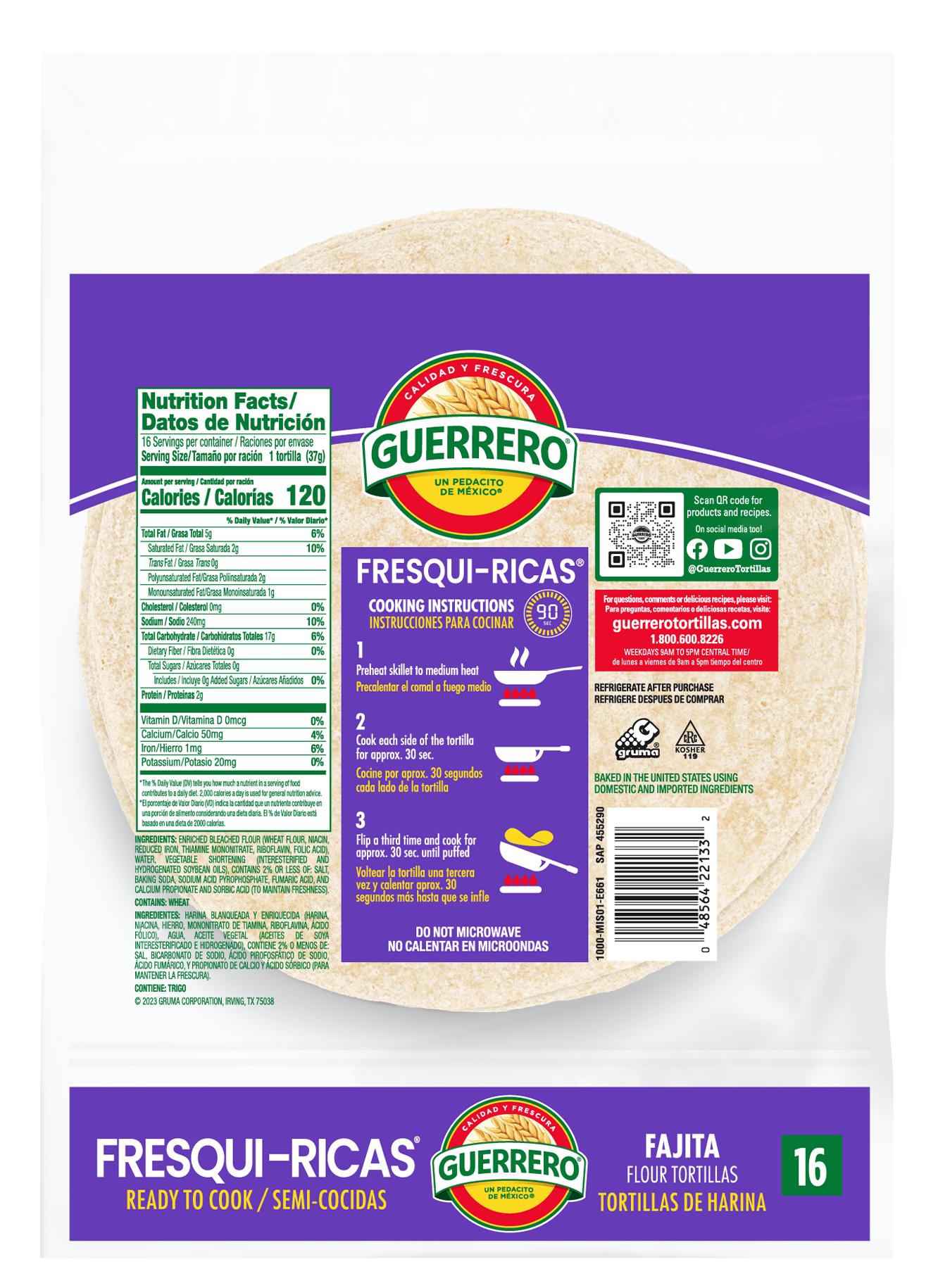Lets check the Guerrero Tortillas ingredients together: understand exactly what you are eating now.