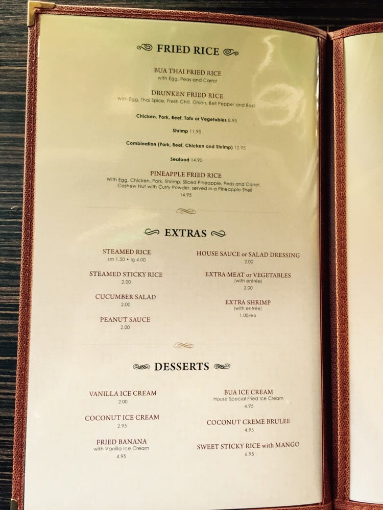 Bua Thai Cuisine Menu: A Taste of Authentic Thai Flavors