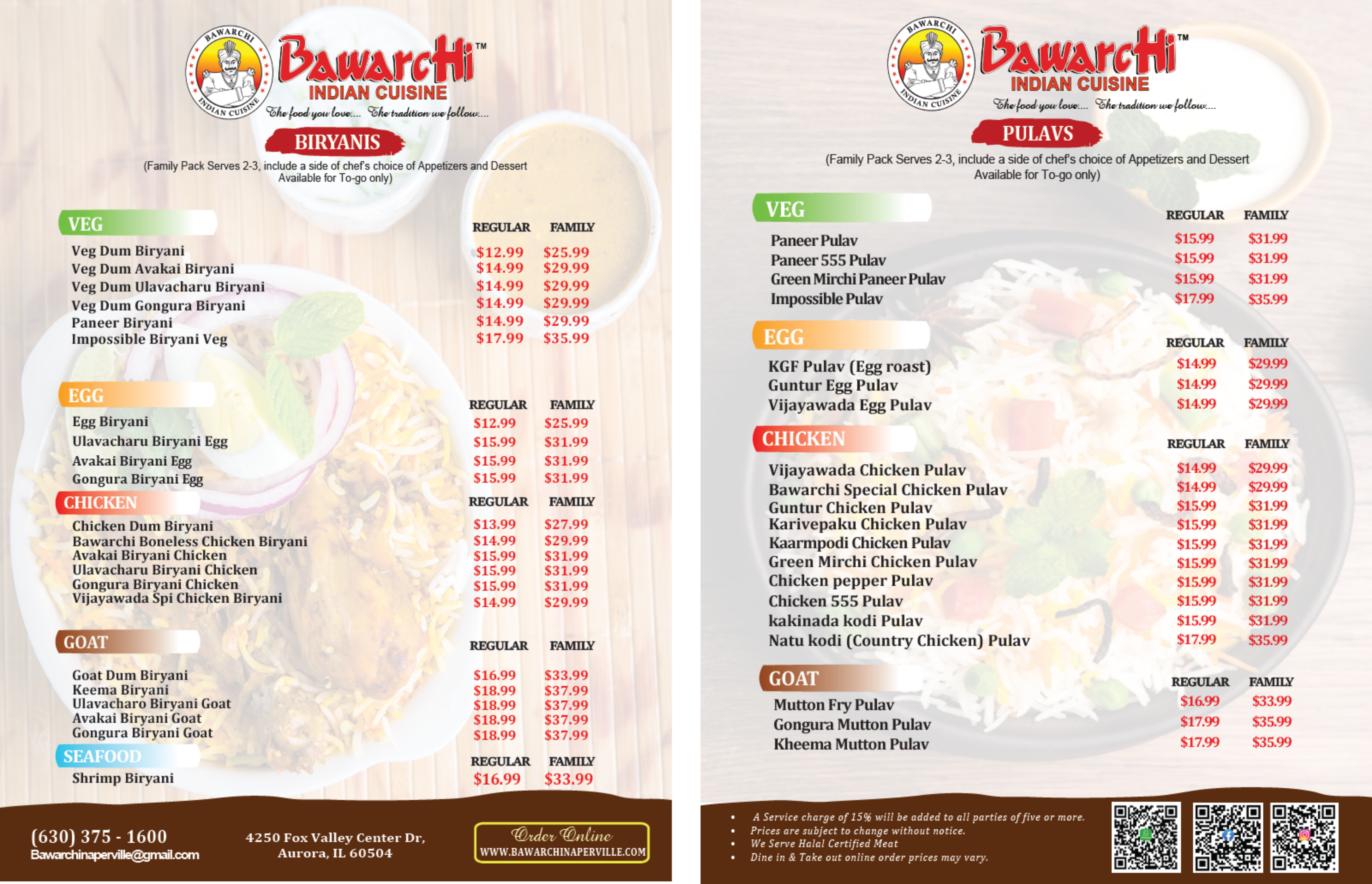 Bawarchi Indian Cuisine Menu: Explore All Their Tasty Options And Specials Available Today!