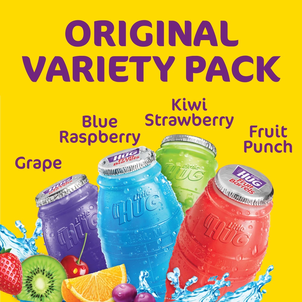 Where can I find the little hug ingredients list? Easily find out what is in your childs favorite fruit barrel drink.