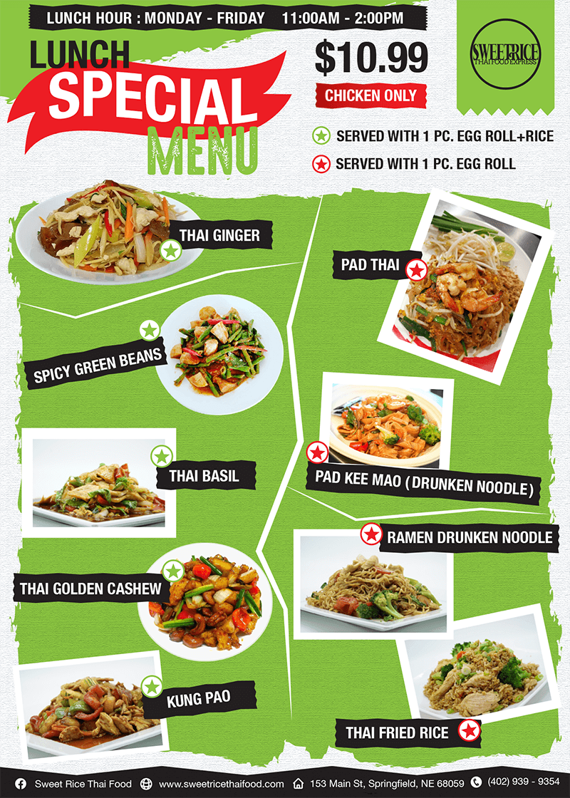 Whats new on the sweet rice thai cuisine menu? Discover their latest delicious Thai food items!